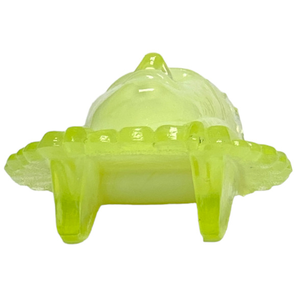 Boyd Glass Indian Head Toothpick Holder 1997 Lemon Custard Vaseline GLOWS  B443 - Picture 14 of 15